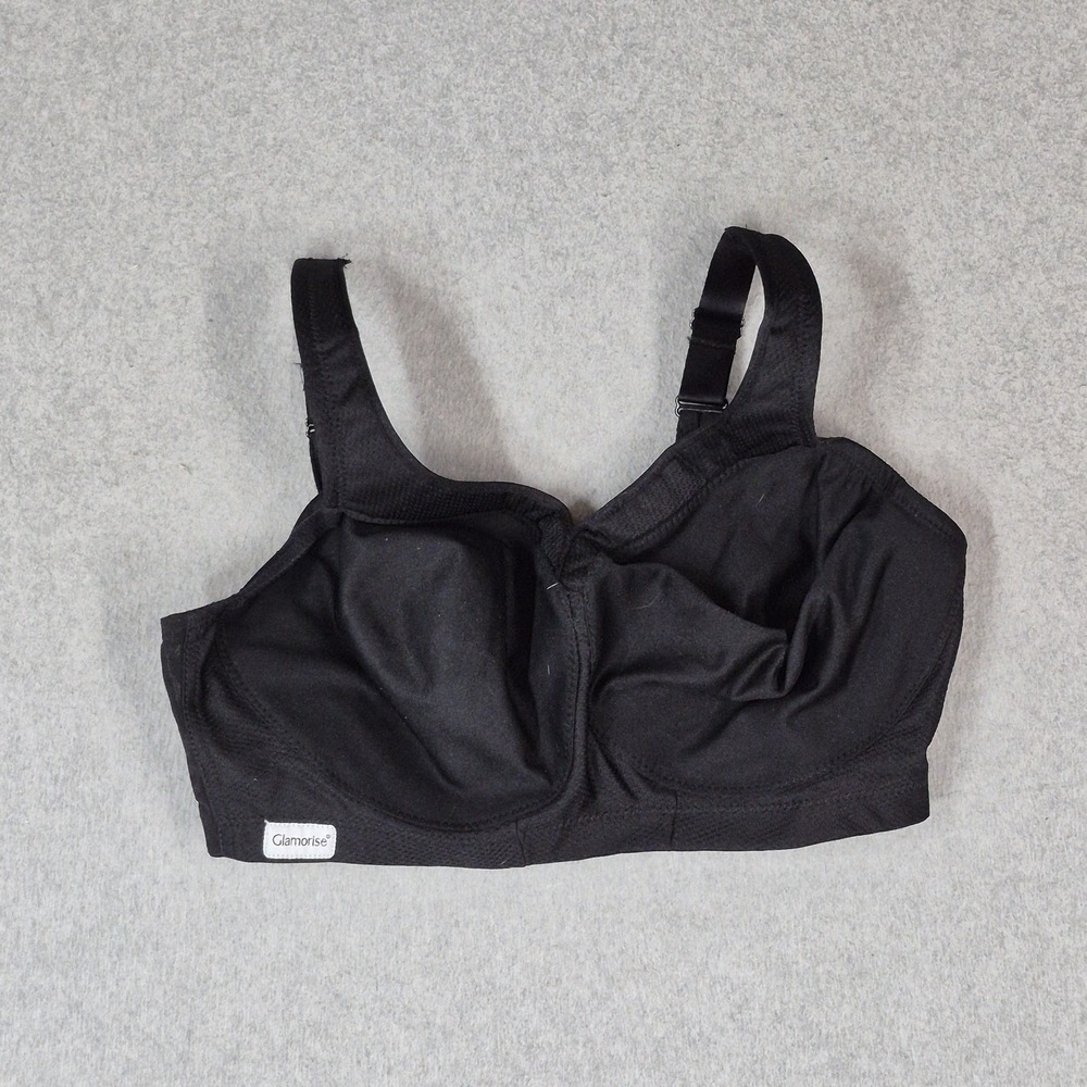 Glamorise Women Bra 36DD Black Adjustable Unlined Wireless